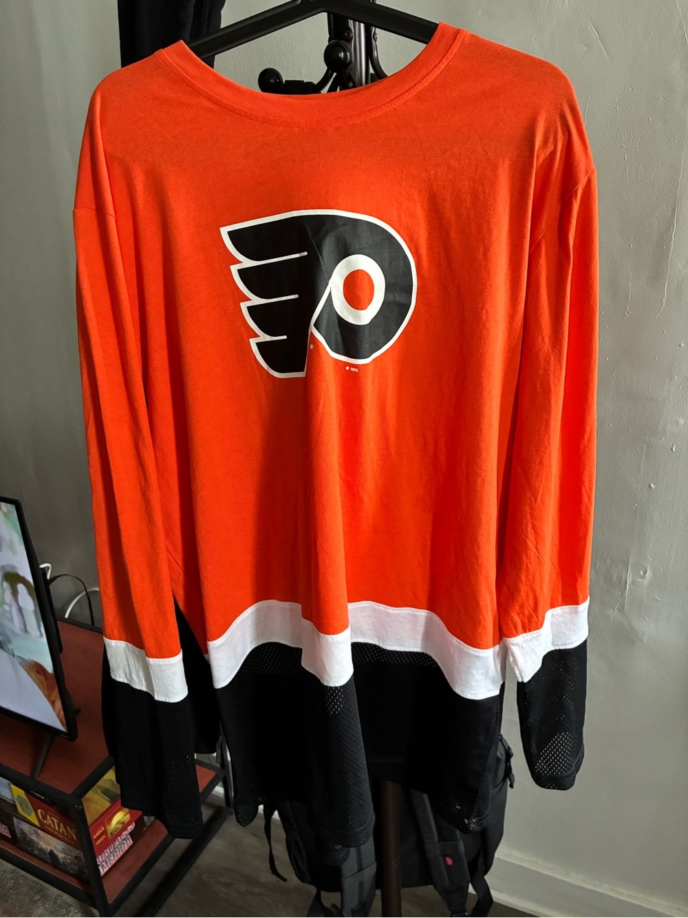 NHL Orange and White Crewneck Hockey Tee